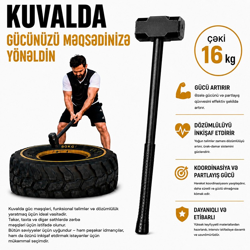Ağır güc məşq çəkici təkər  Fitness Gym Hammer